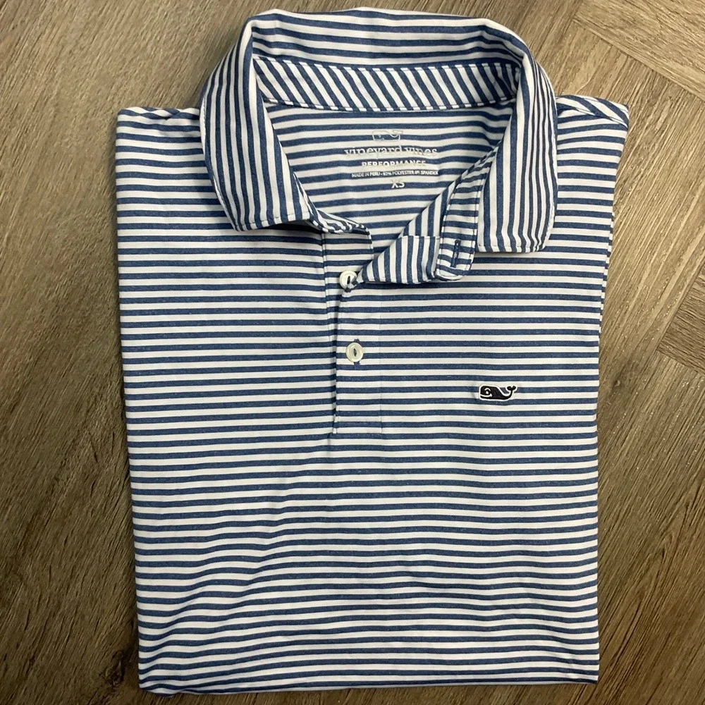 Vineyard Vines Performance Polo Shirt Mens XS Blue White Stripe Preppy Golf - Picture 1 of 7